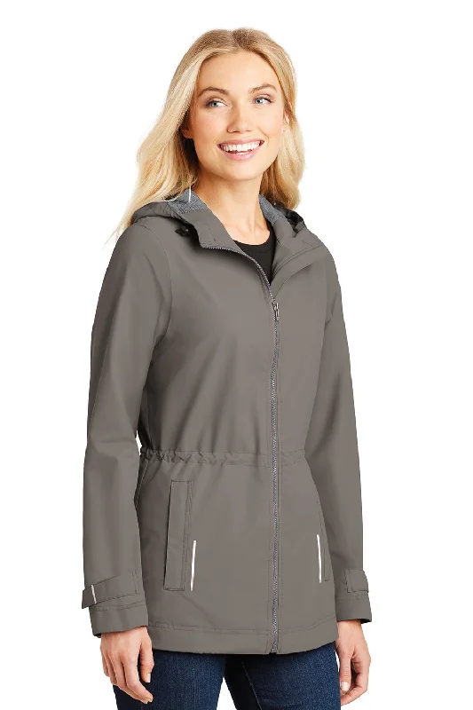 Port Authority Womens Northwest Slicker Waterproof Full Zip Hooded Jacket - Northern Grey