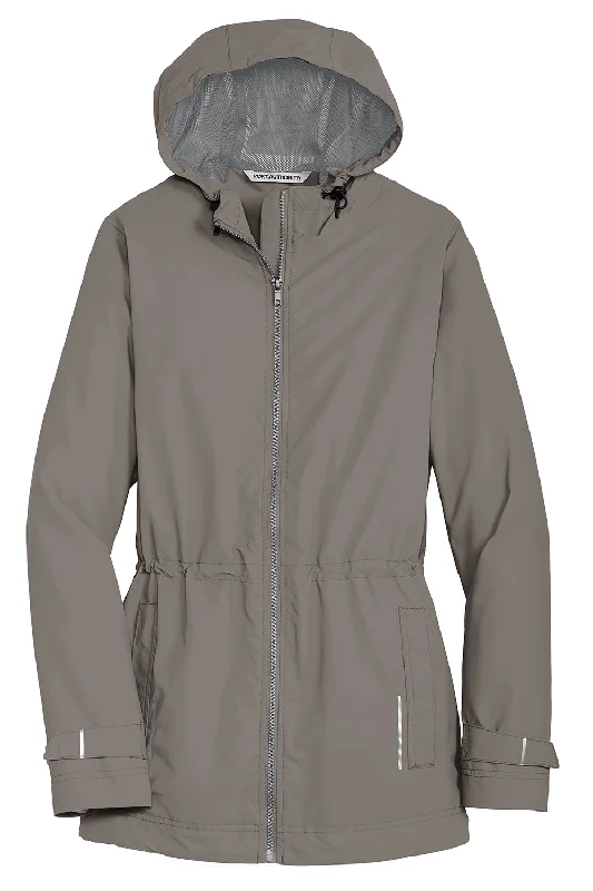 Port Authority Womens Northwest Slicker Waterproof Full Zip Hooded Jacket - Northern Grey