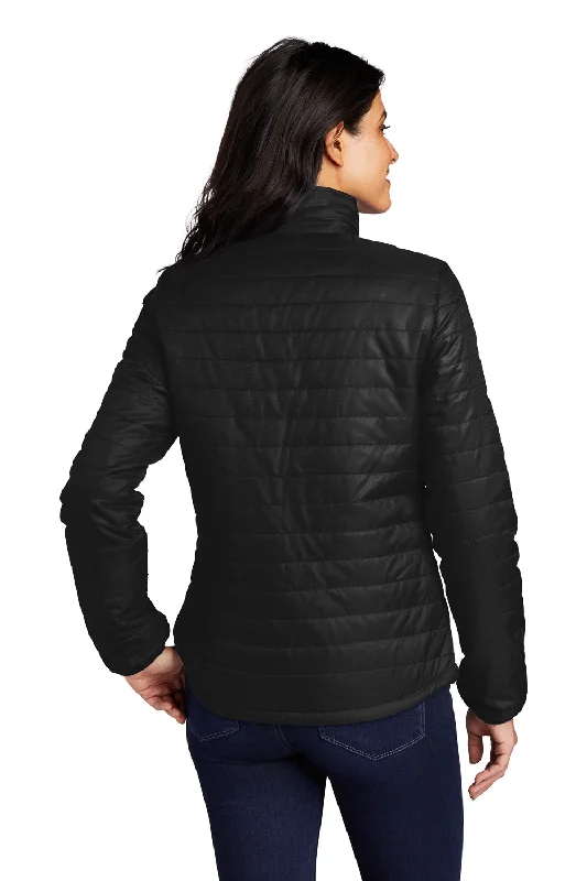 Port Authority Womens Water Resistant Packable Puffy Full Zip Jacket - Deep Black