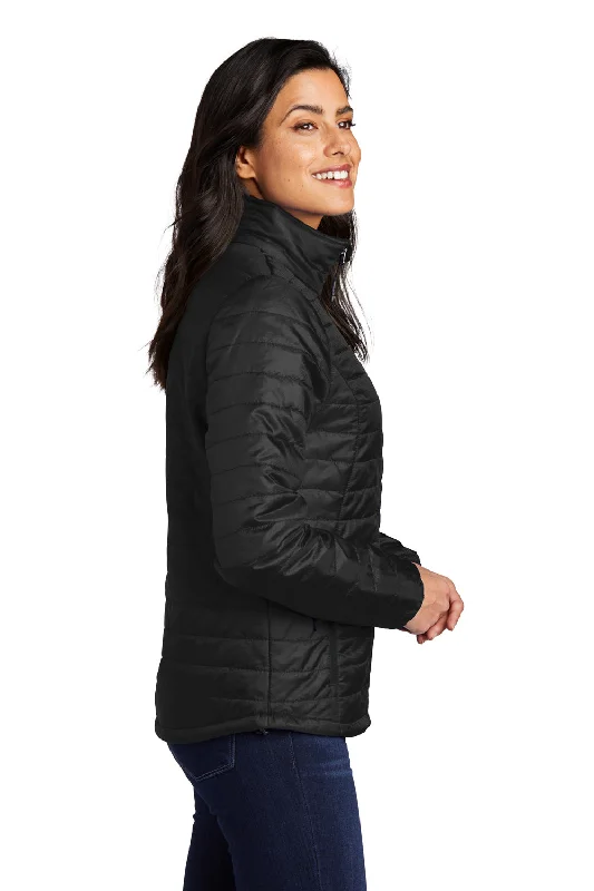 Port Authority Womens Water Resistant Packable Puffy Full Zip Jacket - Deep Black