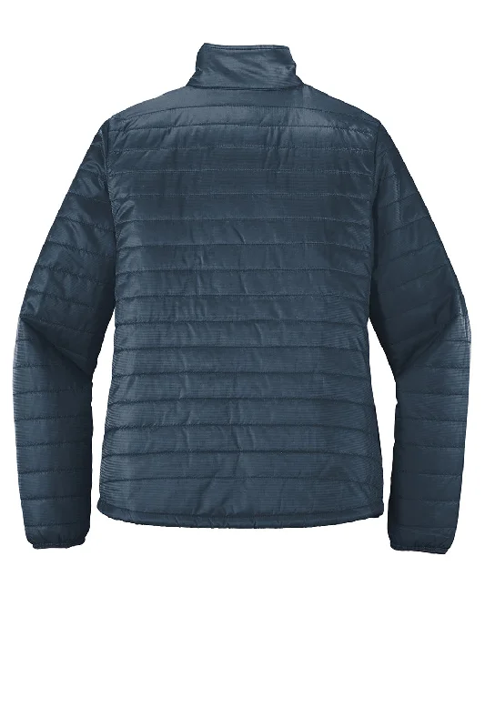 Port Authority Womens Water Resistant Packable Puffy Full Zip Jacket - Regatta Blue/River Navy Blue