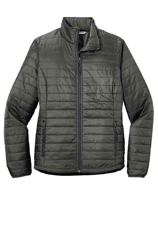 Port Authority Womens Water Resistant Packable Puffy Full Zip Jacket - Sterling Grey/Graphite Grey