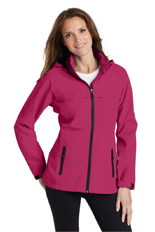 Port Authority Womens Torrent Waterproof Full Zip Hooded Jacket - Dark Fuchsia Pink - Closeout