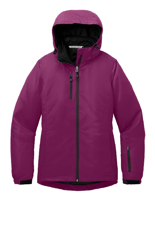 Port Authority Womens Vortex 3-in-1 Waterproof Full Zip Hooded Jacket - Very Berry Purple/Black