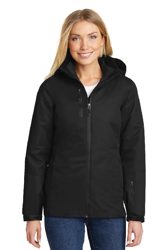 Port Authority Womens Vortex 3-in-1 Waterproof Full Zip Hooded Jacket - Black