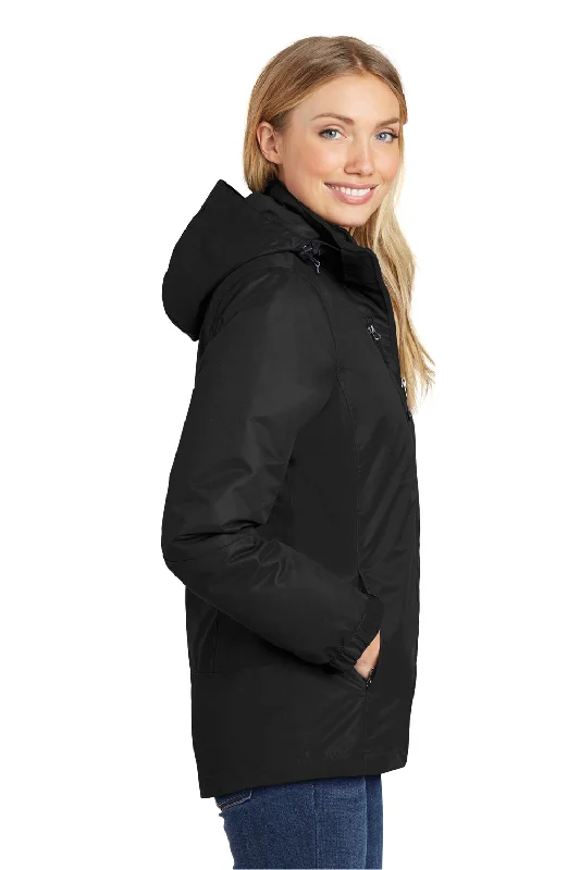 Port Authority Womens Vortex 3-in-1 Waterproof Full Zip Hooded Jacket - Black