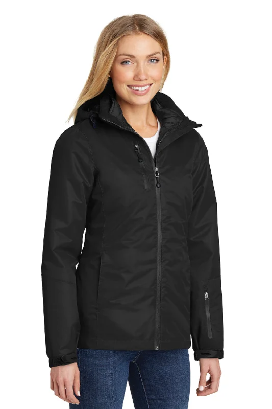 Port Authority Womens Vortex 3-in-1 Waterproof Full Zip Hooded Jacket - Black