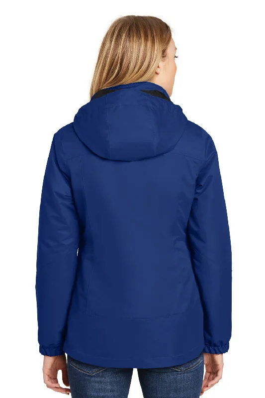 Port Authority Womens Vortex 3-in-1 Waterproof Full Zip Hooded Jacket - Night Sky Blue/Black