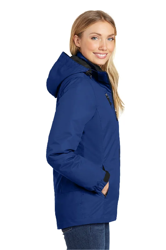 Port Authority Womens Vortex 3-in-1 Waterproof Full Zip Hooded Jacket - Night Sky Blue/Black