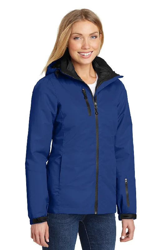 Port Authority Womens Vortex 3-in-1 Waterproof Full Zip Hooded Jacket - Night Sky Blue/Black