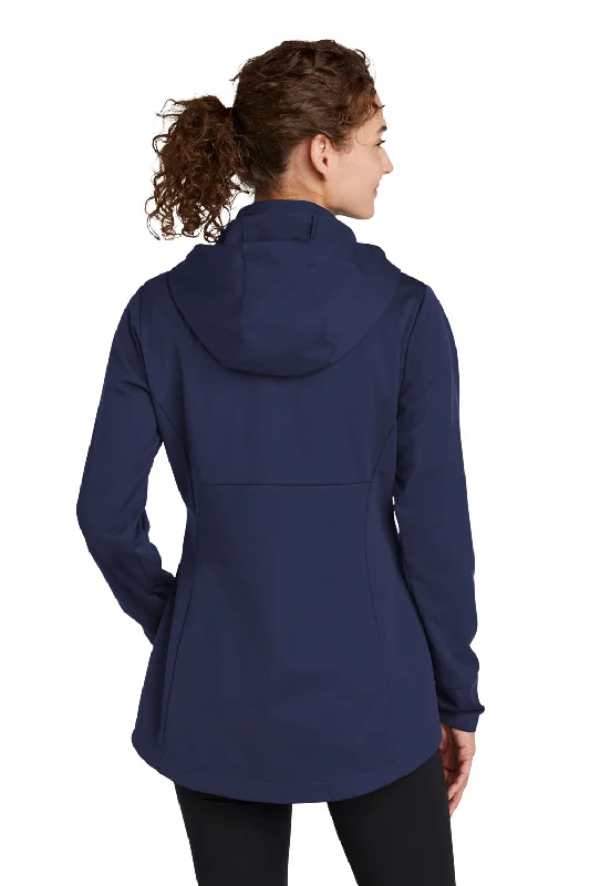 Sport-Tek Womens Wind & Water Resistant Full Zip Soft Shell Hooded Jacket - True Navy Blue