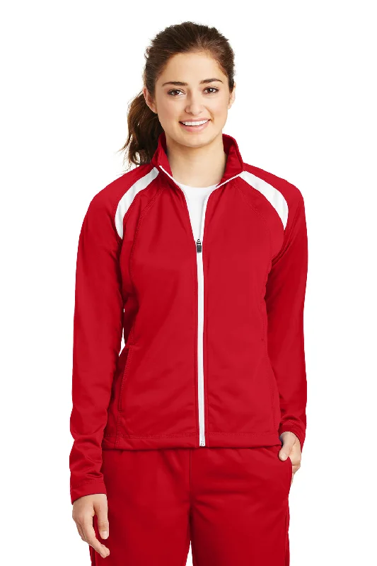 Sport-Tek Womens Full Zip Track Jacket - True Red/White