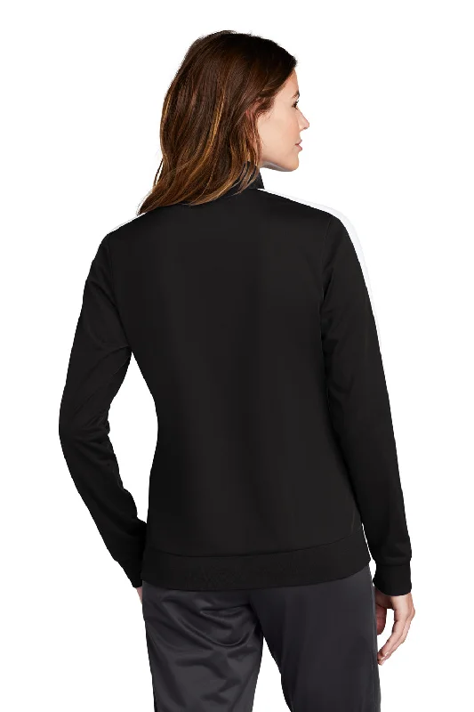 Sport-Tek Womens Full Zip Track Jacket - Black/White