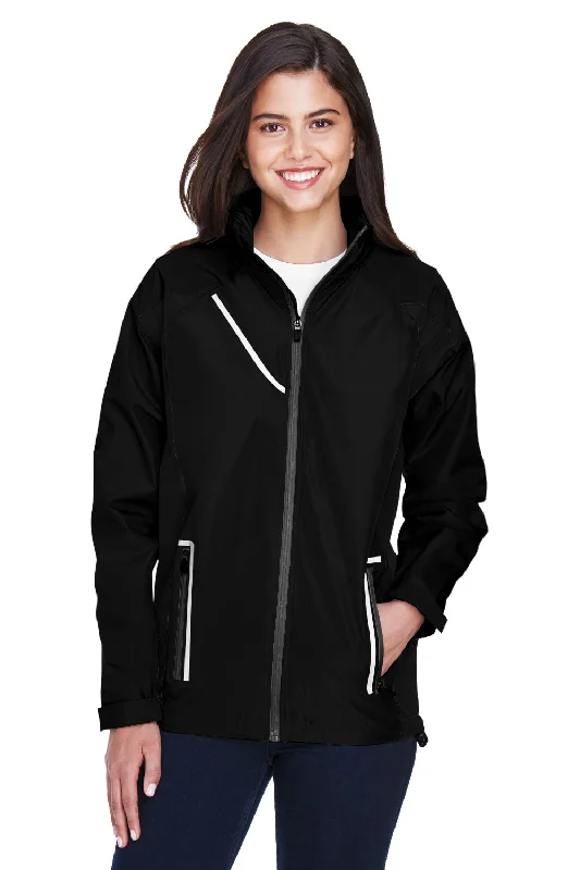 Team 365 Womens Dominator Waterproof Full Zip Hooded Jacket - Black