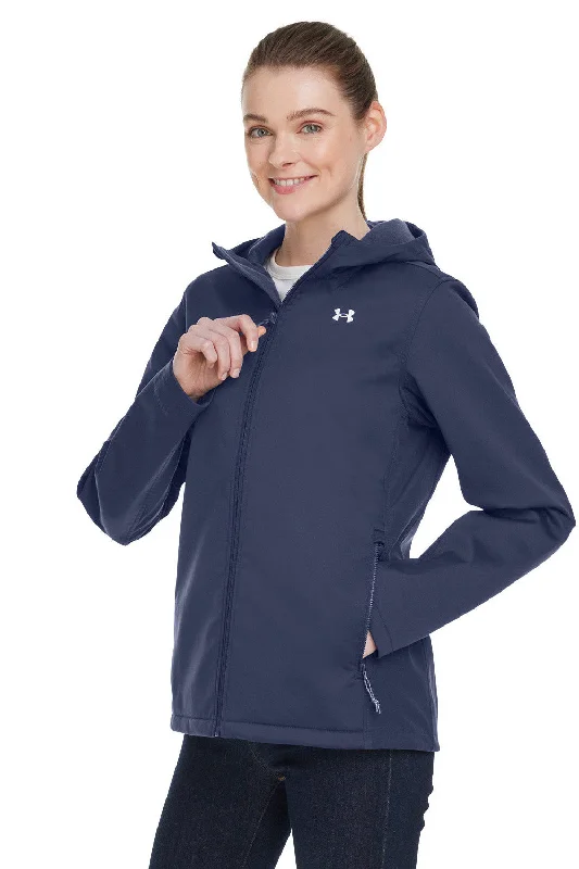 Under Armour Womens CGI Shield 2.0 Windproof & Waterproof Full Zip Hooded Jacket - Midnight Navy Blue