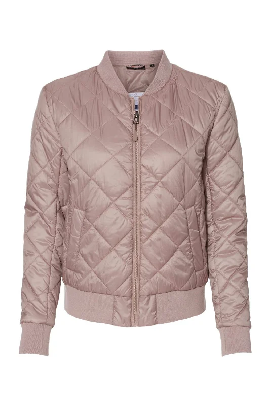 Weatherproof Womens HeatLast Quilted Packable Wind & Water Resistant Full Zip Bomber Jacket - Blush Pink - NEW