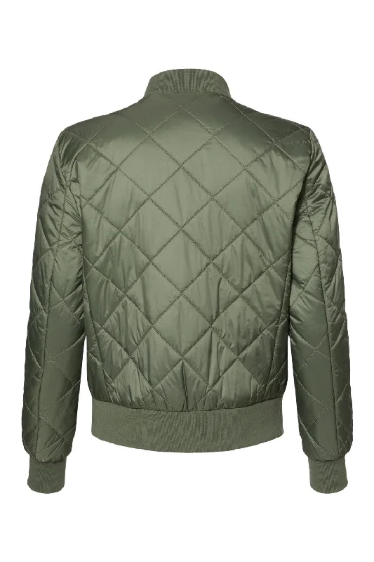 Weatherproof Womens HeatLast Quilted Packable Wind & Water Resistant Full Zip Bomber Jacket - Olive Grey - NEW