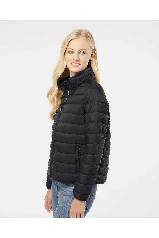 Weatherproof Womens PillowPac Wind & Water Resistant Full Zip Puffer Jacket - Black - NEW