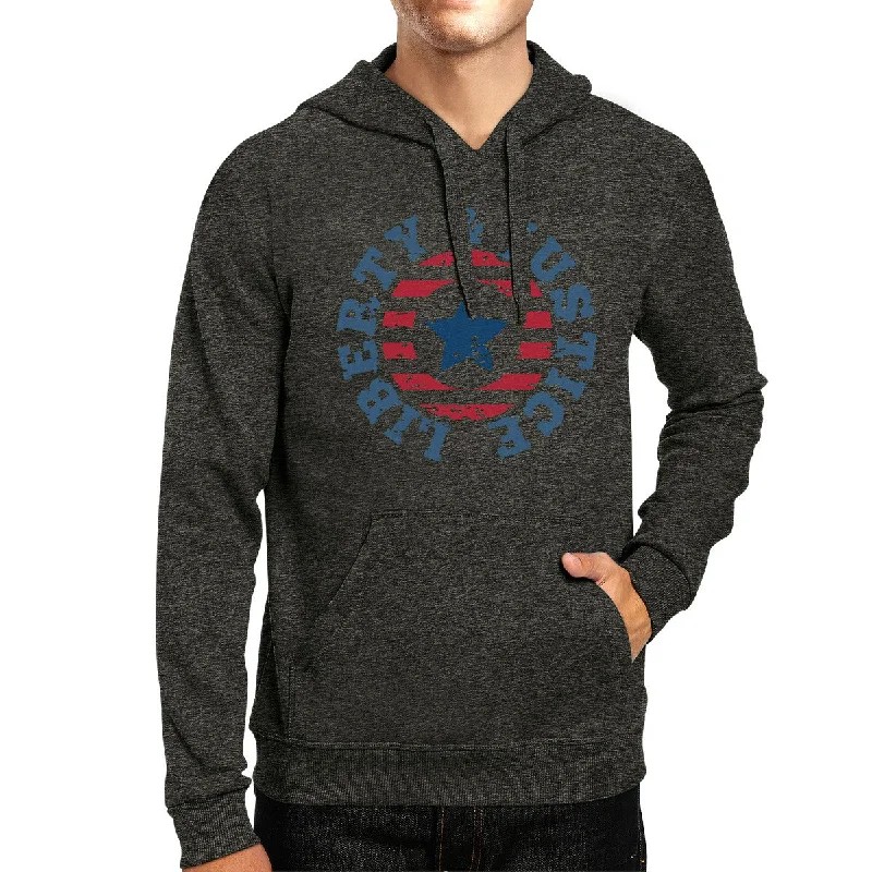 Liberty Justice Unisex Graphic Hoodie Dark Grey Crewneck Pullover