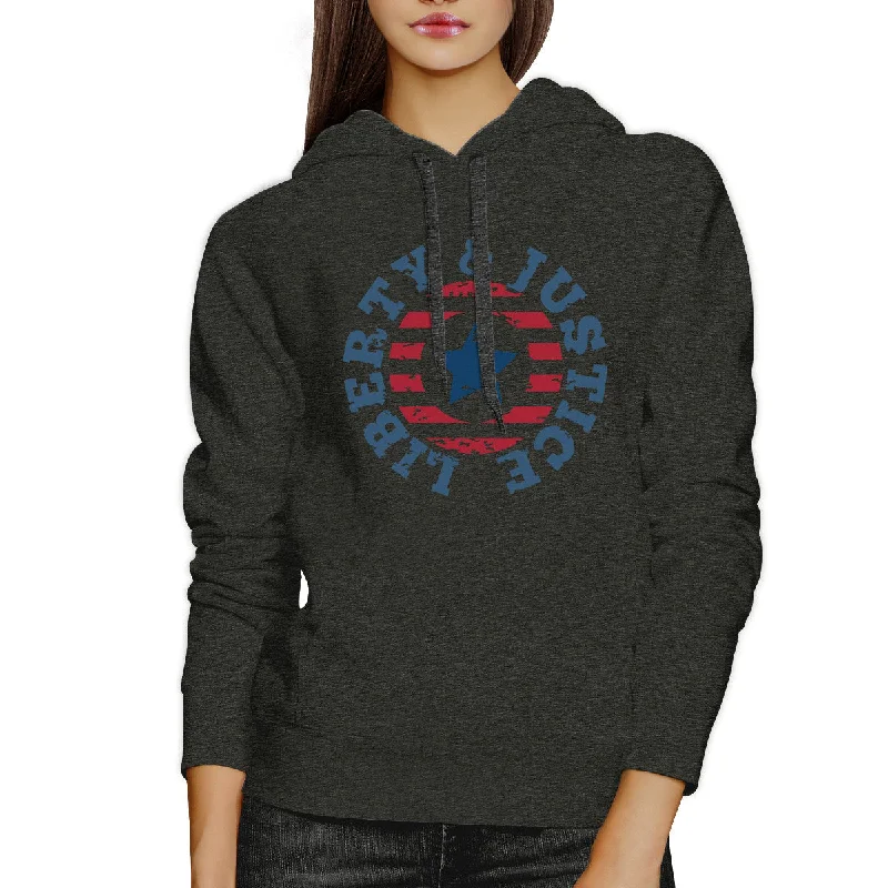 Liberty Justice Unisex Graphic Hoodie Dark Grey Crewneck Pullover