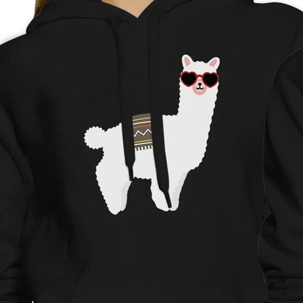 Llamas With Sunglasses BFF Matching Black Hoodies