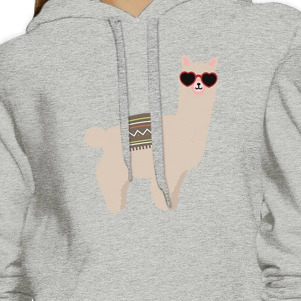 Llamas With Sunglasses BFF Matching Grey Hoodies