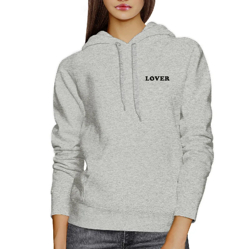 Lover Unisex Gray Trendy Graphic Hoodie Simple Typography Gift Idea