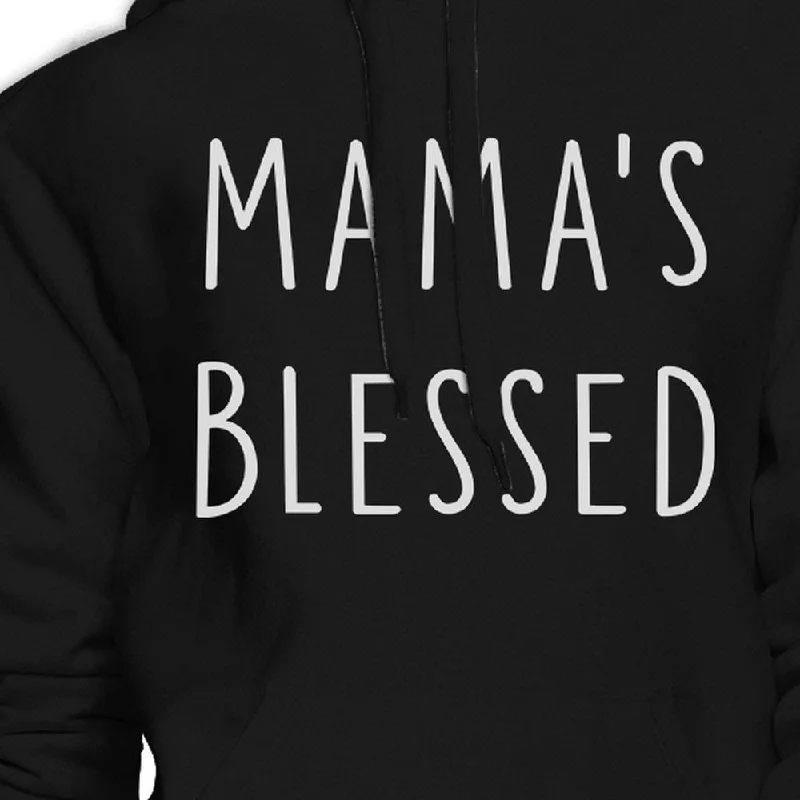 Mamas Blessed Unisex Black Hoodie Fleece Cute Mothers Day Gift Idea