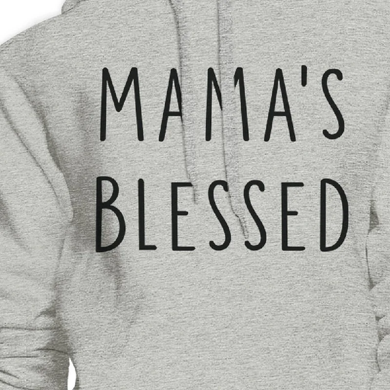 Mamas Blessed Unisex Gray Hoodie Fleece Cute Mothers Day Gift Idea