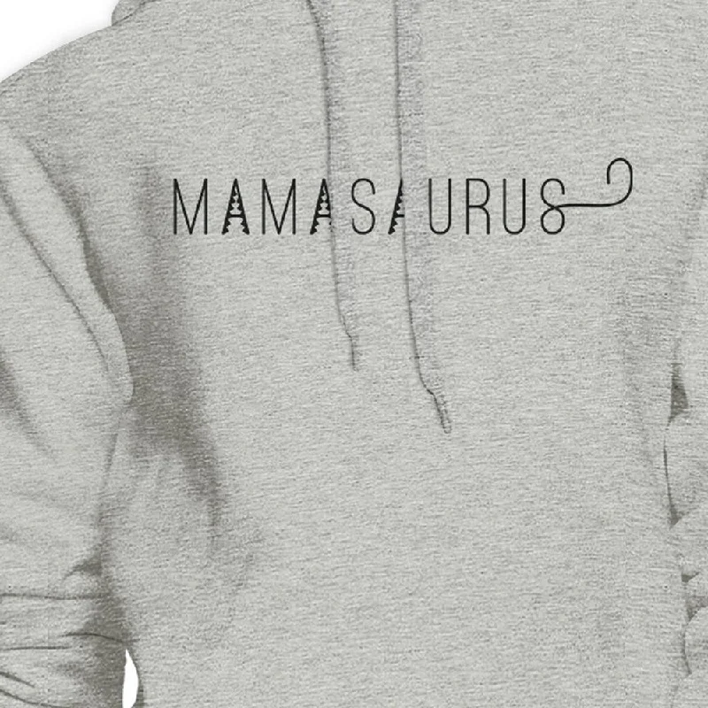 Mamasaurus Gray Round Neck Simple Graphic Hoodie Mom of Boys