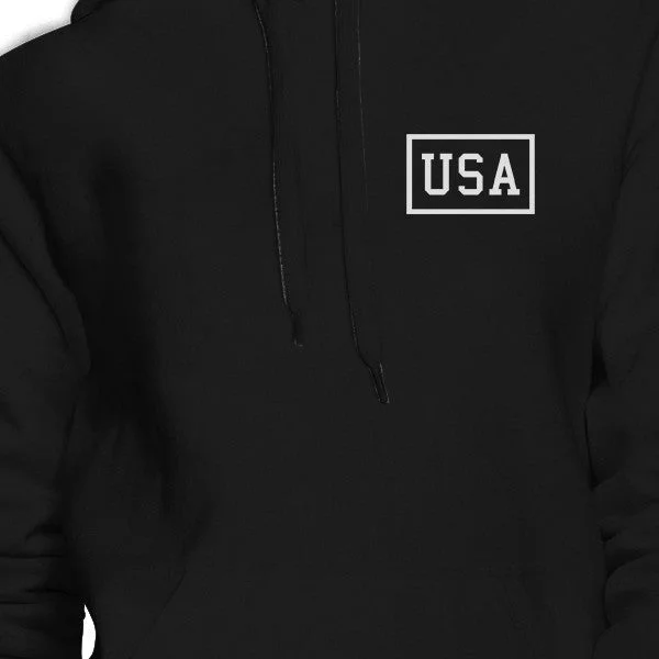 Mini USA Simple Design Black Crewneck Four of July Pullover Hoodie