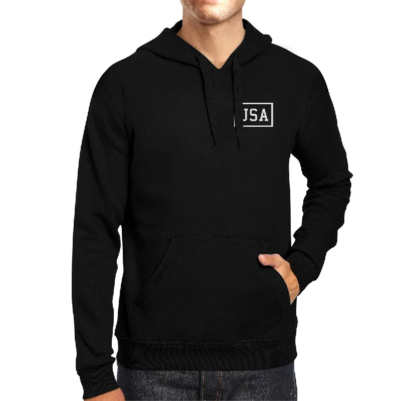 Mini USA Simple Design Black Crewneck Four of July Pullover Hoodie