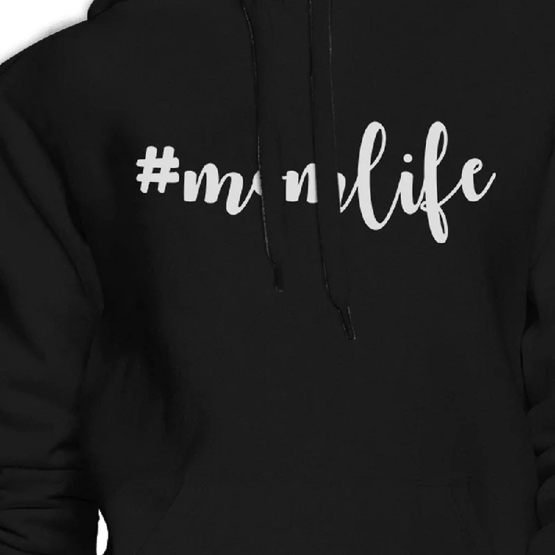 Momlife Black Unisex Cute Fleece Hoodie Cute Gift Idea For New Moms