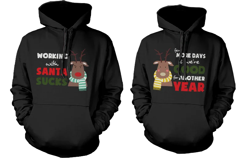 Mr and Mrs Rudolph Couple Matching Outfit Cute X-Mas Couple Hoodies