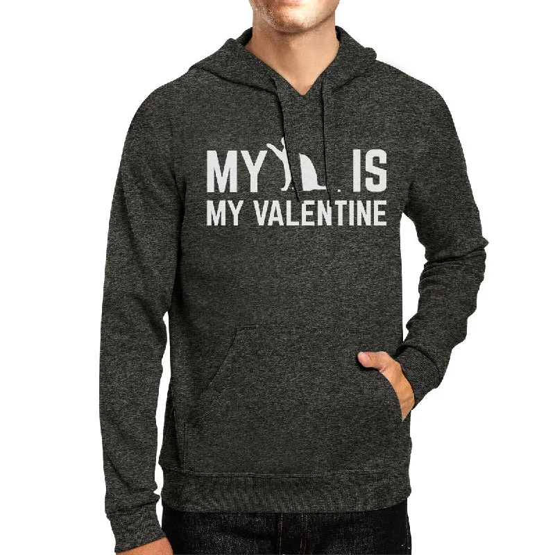 My Cat My Valentine Unisex Grey Hoodie Funny Graphic For Cat Lovers