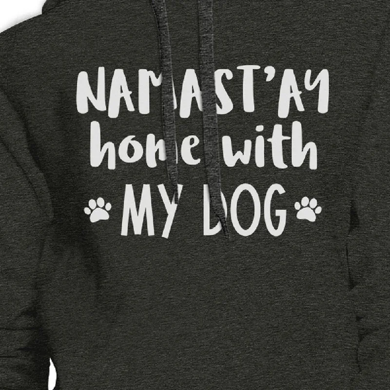 Namastay Home With My Dog Dark Grey Graphic Hoodie For Yoga Lovers