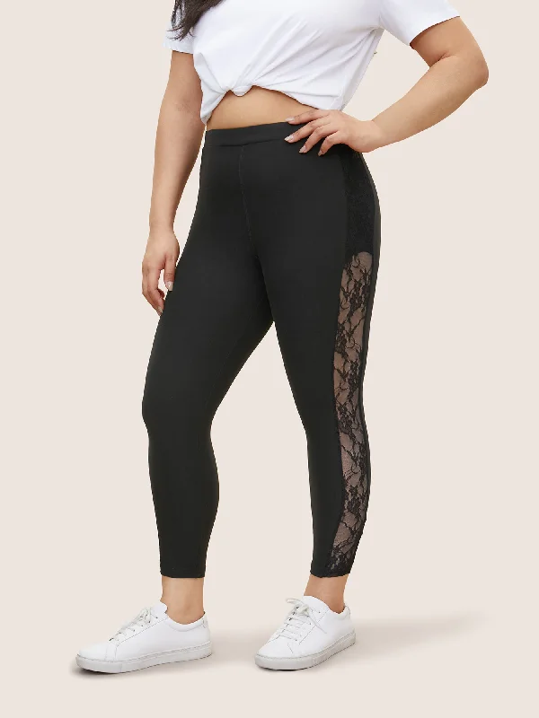 Crochet Lace Mesh Skinny Leggings