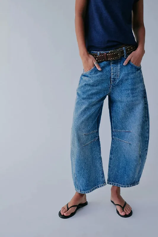 Good Luck Mid-Rise Barrel Jeans - Ultra Light Beam