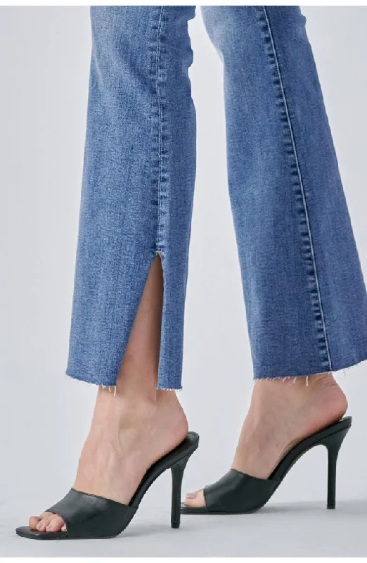 Happi Medium Wash Side Slit Flare Denim