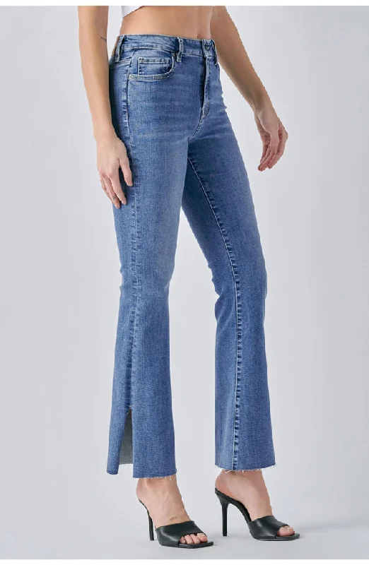 Happi Medium Wash Side Slit Flare Denim