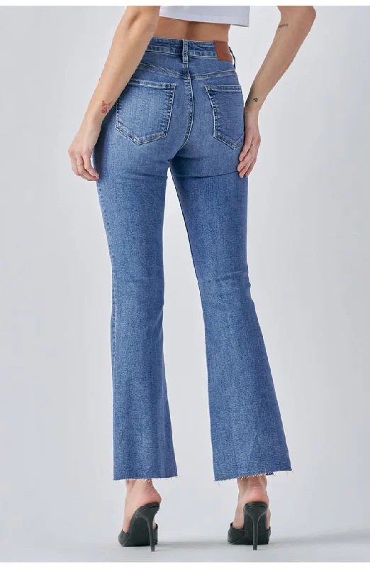 Happi Medium Wash Side Slit Flare Denim