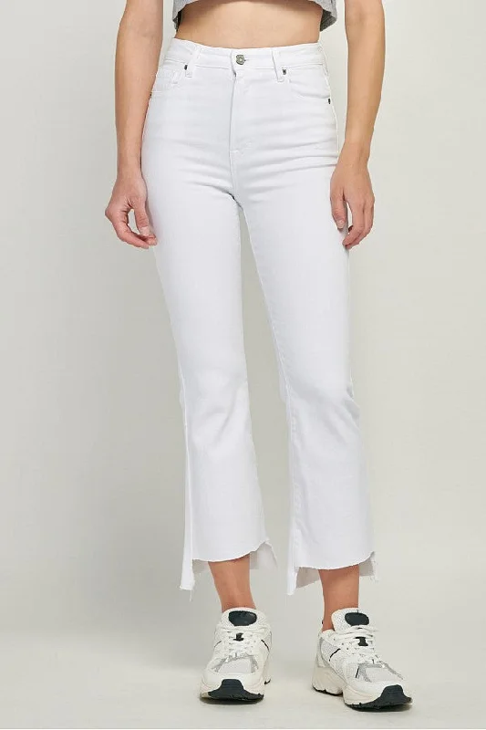 Happi White Cropped Flare Denim