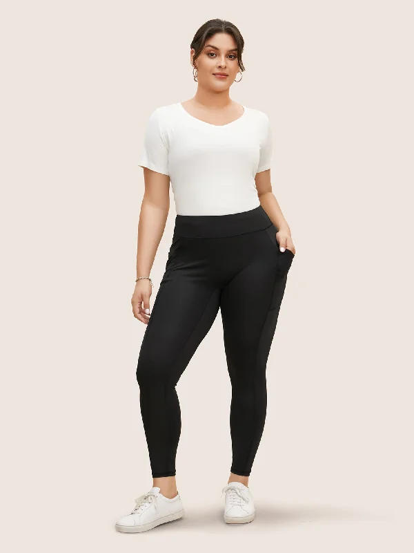 High Rise Patched Pocket High Stretch Leggings