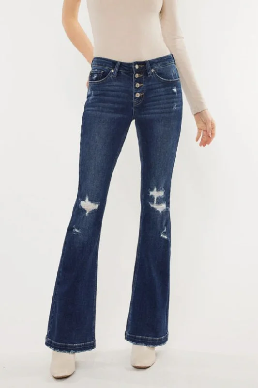 Liv Button Fly Flare Jeans