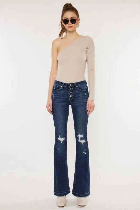 Liv Button Fly Flare Jeans