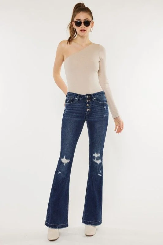 Liv Button Fly Flare Jeans