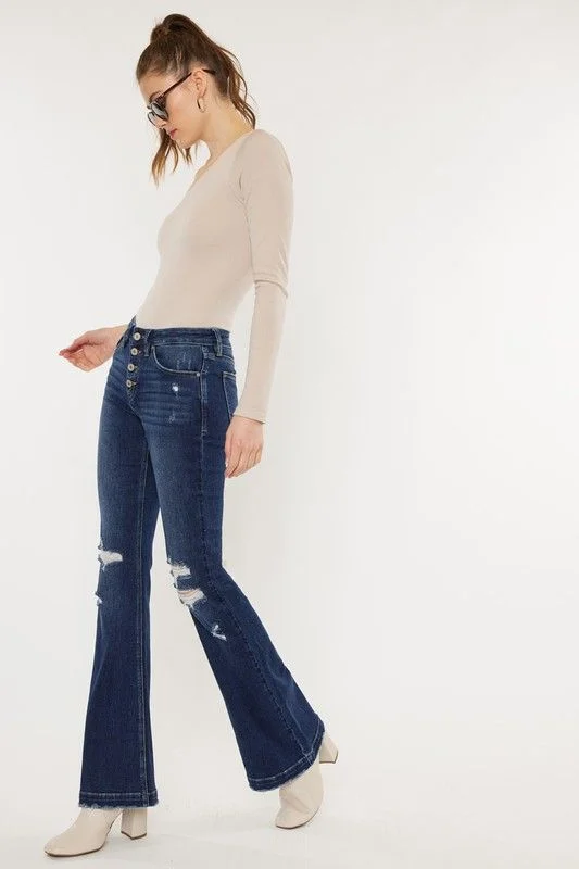 Liv Button Fly Flare Jeans