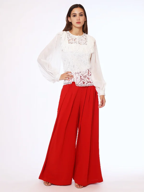 Wide Leg Solid Palazzo Flowy Pants