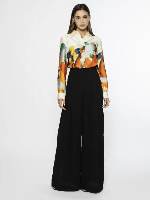 Wide Leg Solid Palazzo Flowy Pants