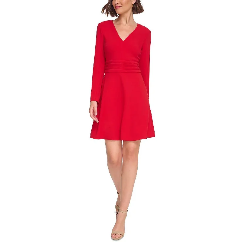 Petites Womens Fit & Flare Mini Fit & Flare Dress Trendy Mini Dress with Belt